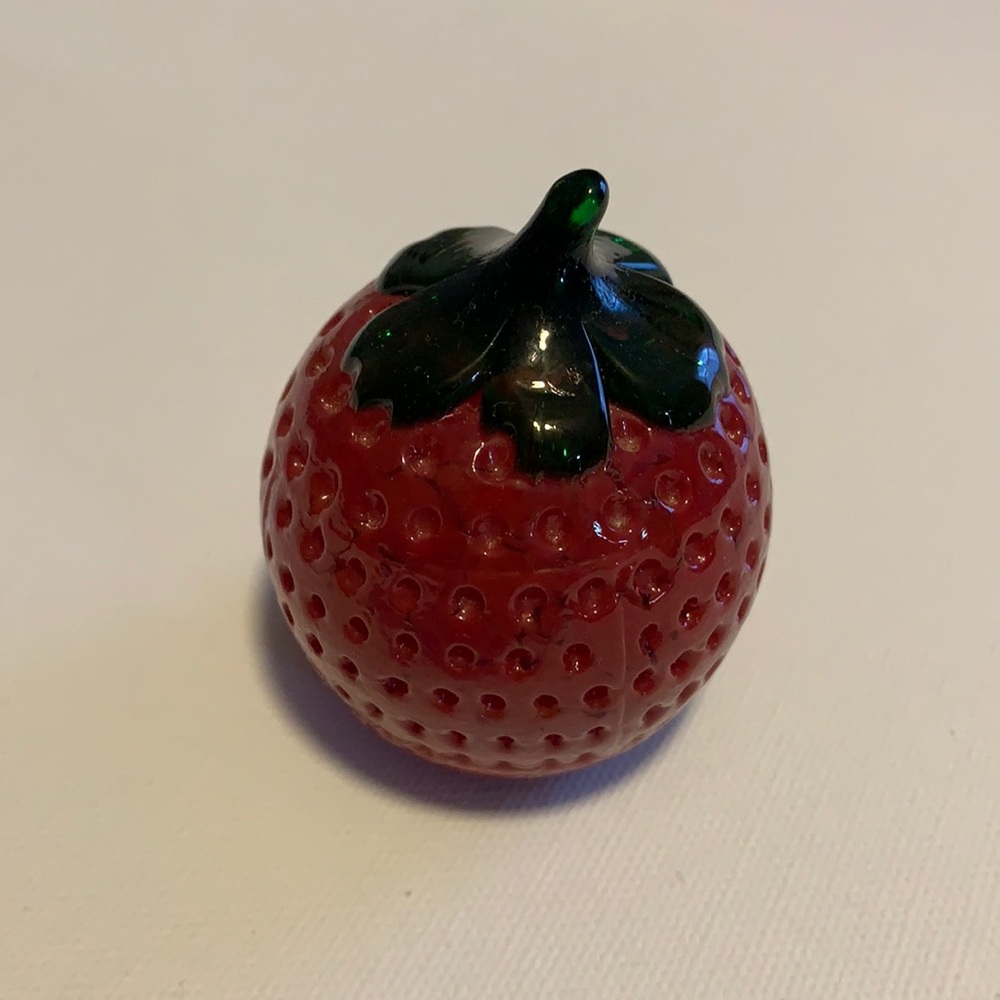 Vintage Joe St Clair Strawberry Glass Paperweight
